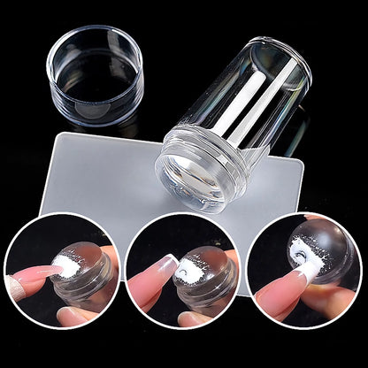 💅 50% OFF TODAY - Clear Jelly Nail Art Stamper and Scraper Set – Silicone Marshmallow Design Manicure Tool